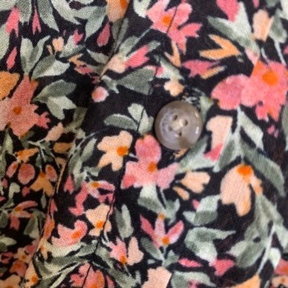 BB Dakota Steve Madden Floral Cotton Maxi Dress XS Black Pink Tiered V-Neck Boho - Picture 9 of 16